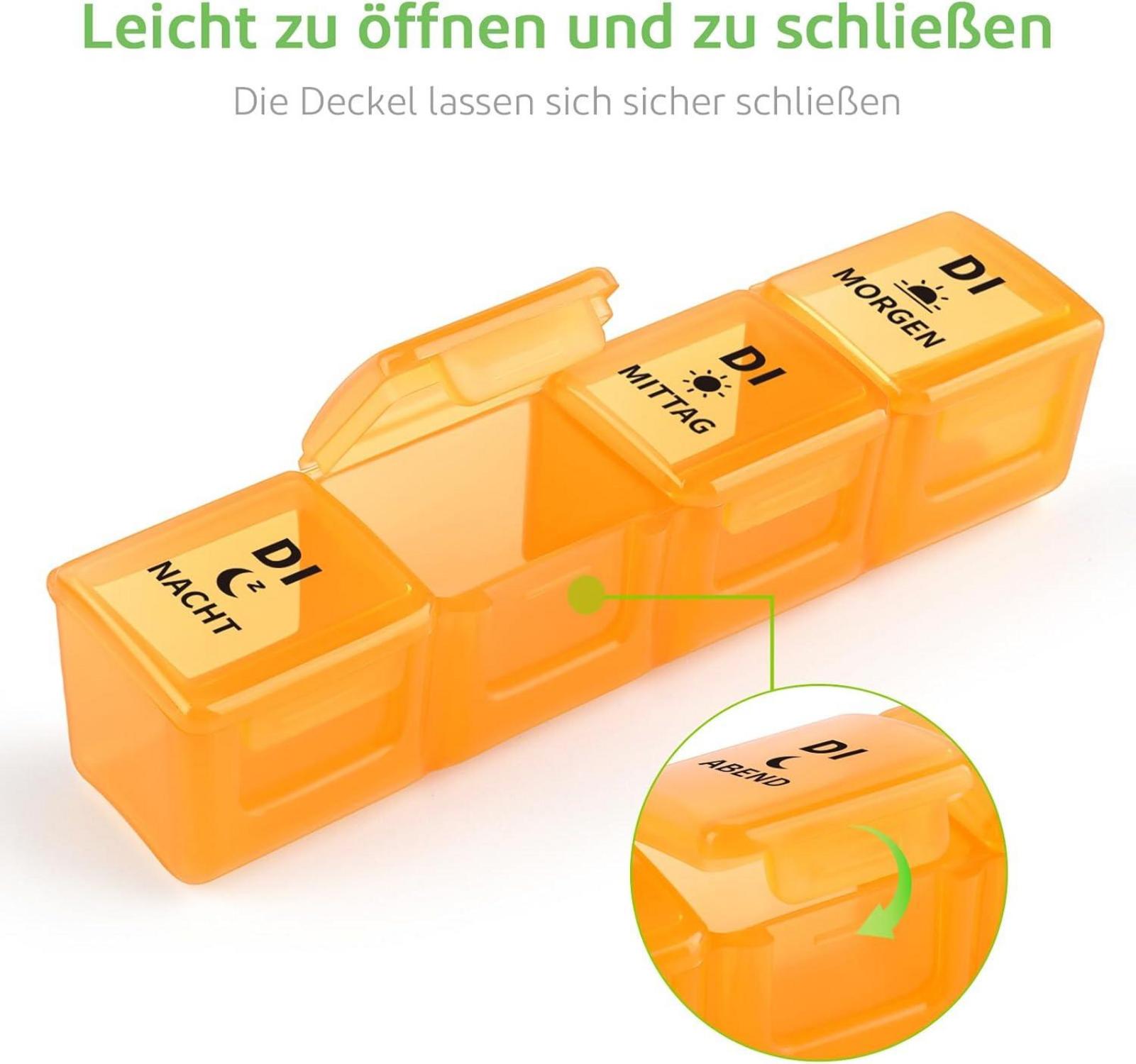 Tablettenbox 7 Tage Pillendose Medikamentenbox 4 Fächer