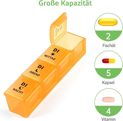 Tablettenbox 7 Tage Pillendose 4 Fächer Medikamentenbox wasserdicht
