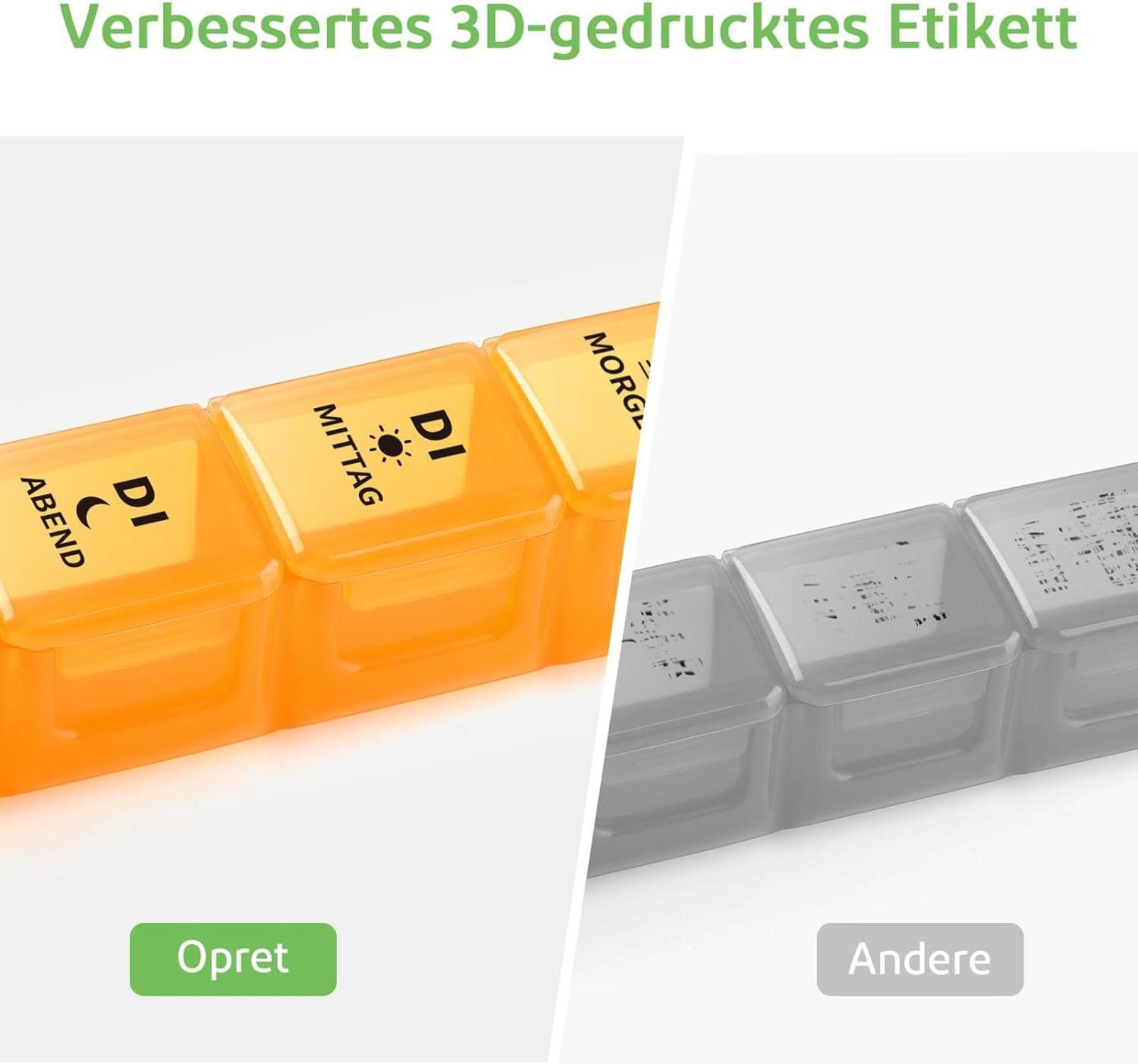 Tablettenbox 7 Tage Pillendose BPA-frei tragbar feuchtigkeitssicher