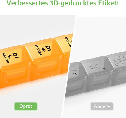 Tablettenbox 7 Tage Pillendose BPA-frei tragbar feuchtigkeitssicher