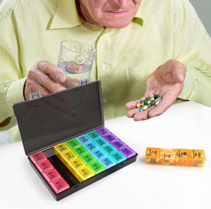 Pillenbox 7 Tage Tablettenbox 4 Fächer Medikamentenbox BPA-frei