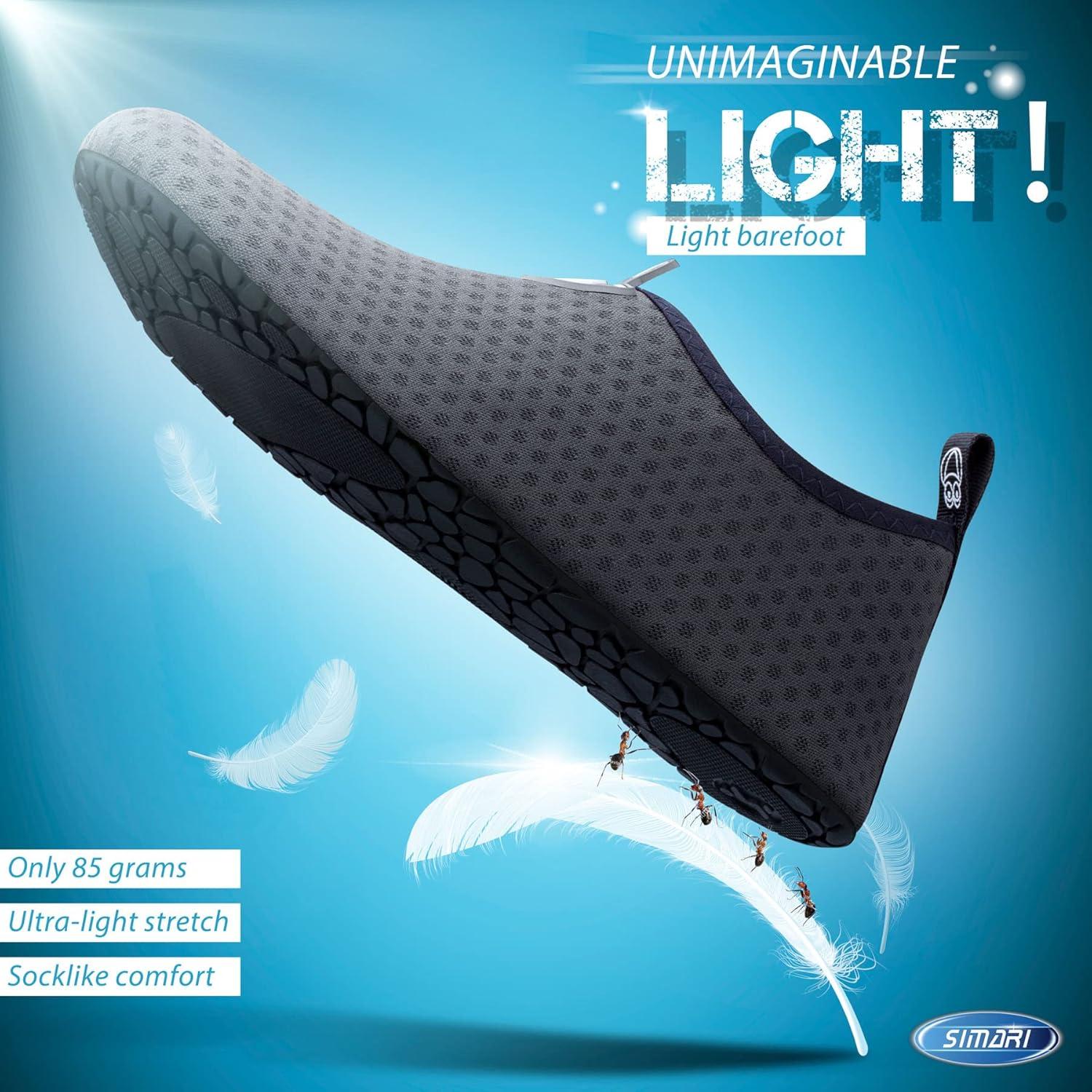 SIMARI Wasserschuhe Damen Herren schnell trocknend Schwimmschuhe 34/35 Grau