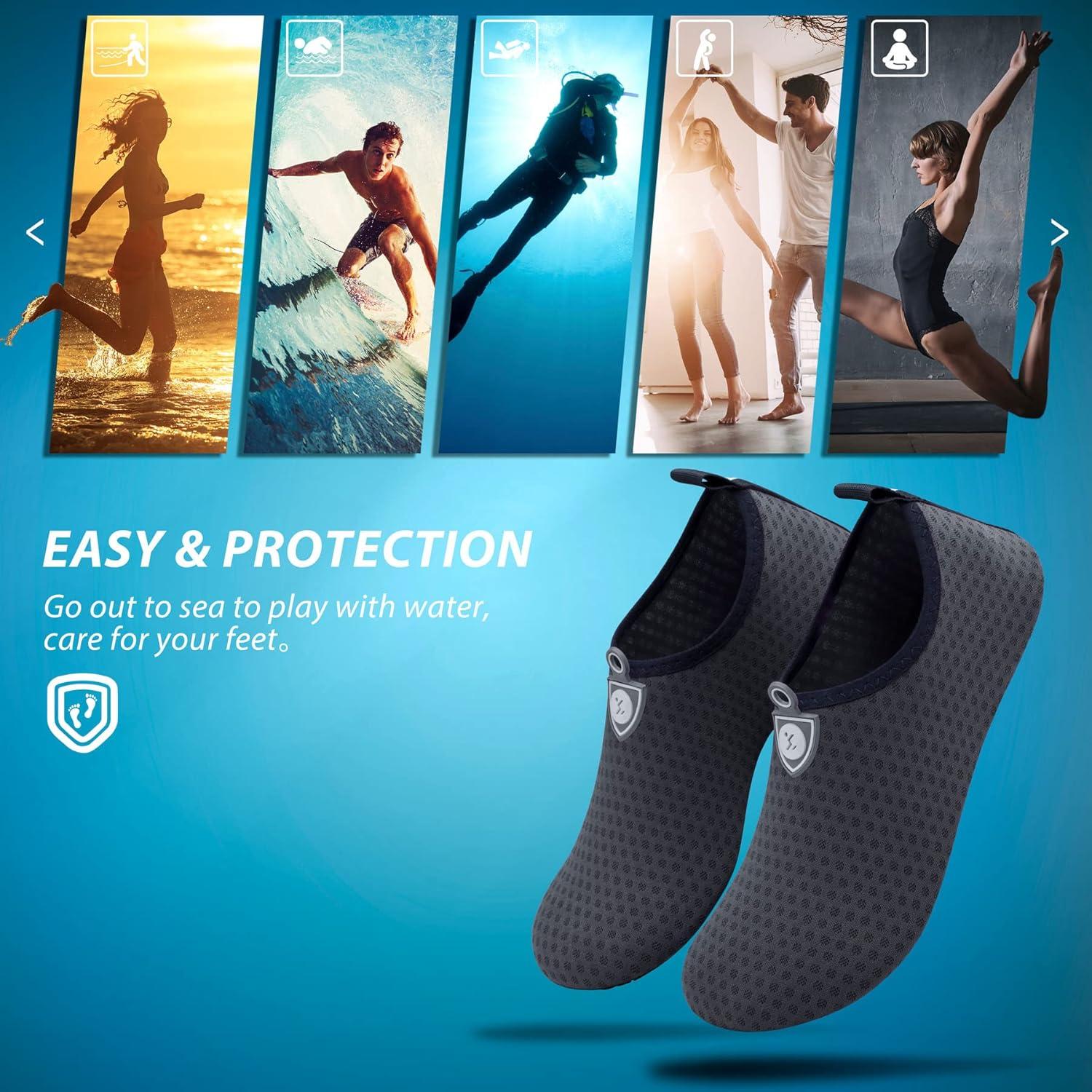 SIMARI Wasserschuhe Damen Herren schnell trocknend Schwimmschuhe 34/35 Grau