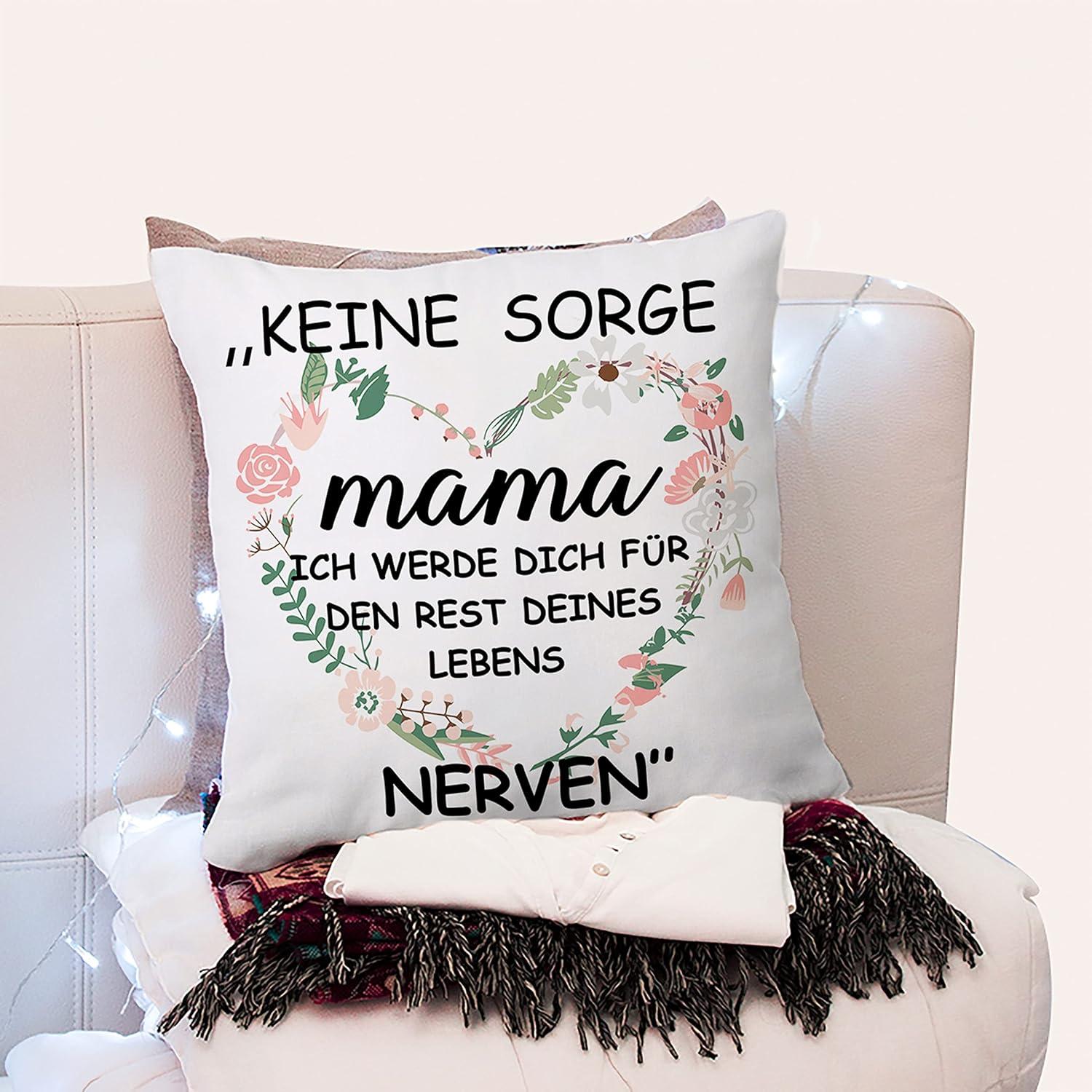 Mama-Geschenk: Weißer Kissenbezug 45x45cm für Muttertag & Weihnachten