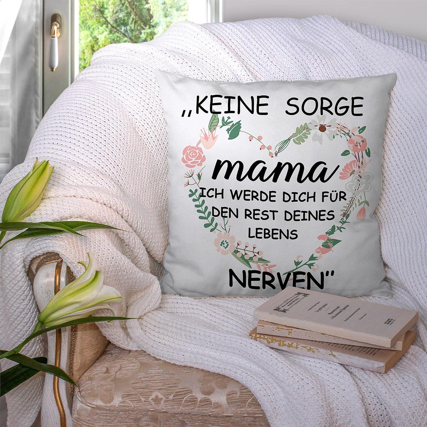 Geschenk für Mama 45x45cm Weiß Kissenbezug Muttertag Weihnachten Mutter Geschenk