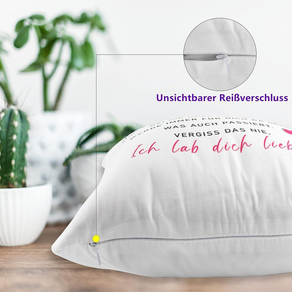Kissenbezug Schwester Geschenk – Weiß 45x45cm