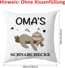 Oma Geschenk Faultier Kissenbezug 45x45 Muttertag