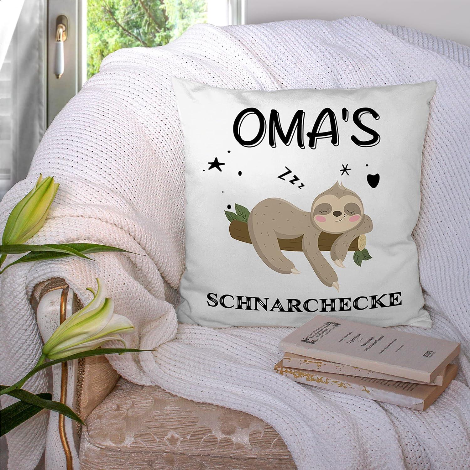 Geschenk für Oma: Kissenbezug Faultier Muster 45x45cm