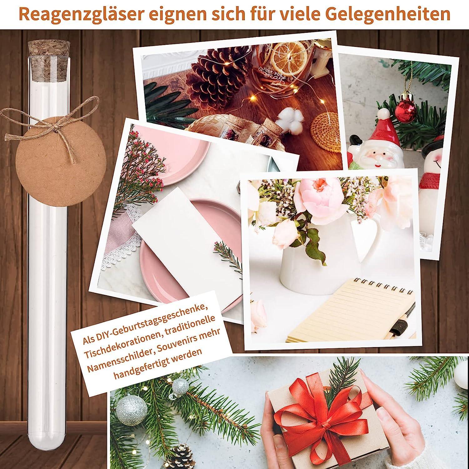 Reagenzgläser Kunststoff Transparent mit Korken, 40 Stück + Zubehör
