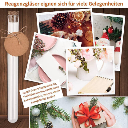 Reagenzgläser Kunststoff Transparent mit Korken, 40 Stück + Zubehör