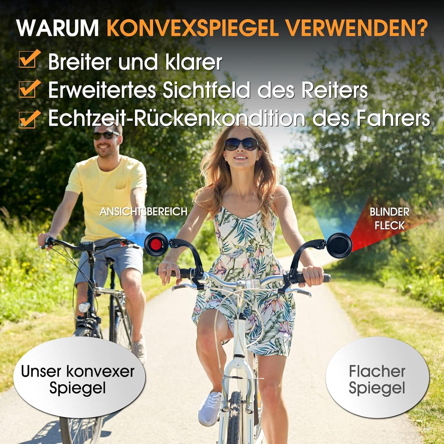 Fahrrad Rückspiegel HD 360 Grad Universal Lenkerspiegel für E-Bike MTB 1 Stück