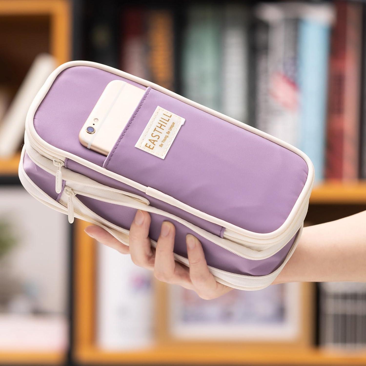 EASTHILL Großes Federmäppchen Violett – Schreibwaren Tasche für Teenager
