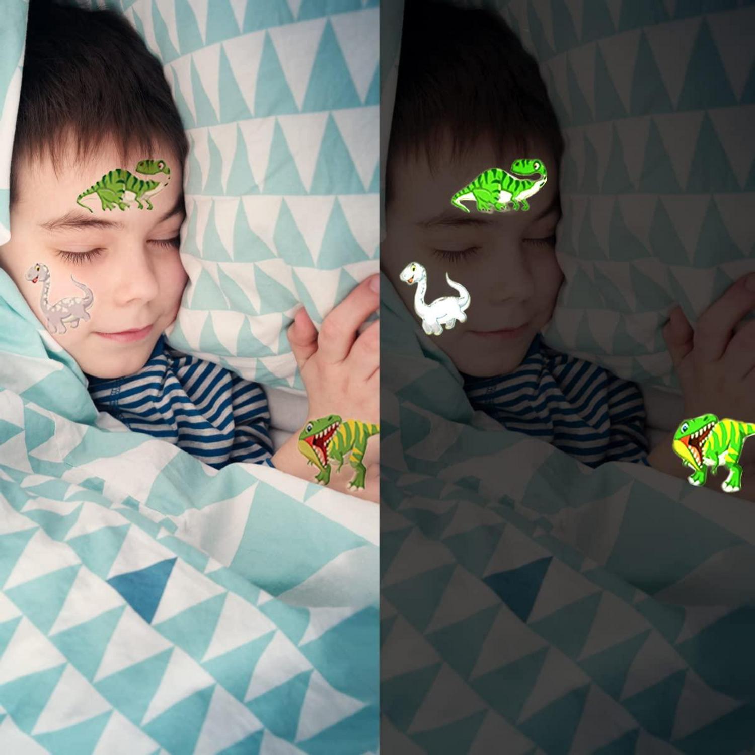 10er Dinosaurier Tattoo Kinder Jungen Mädchen im Dunkeln Leuchten Dino