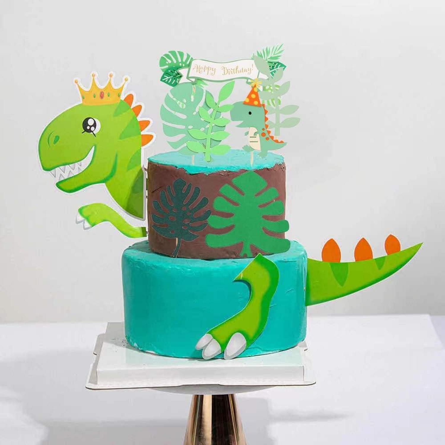 Dino Tortendeko für Geburtstagstorte Dinosaurier 8 Stück Party Cake Topper