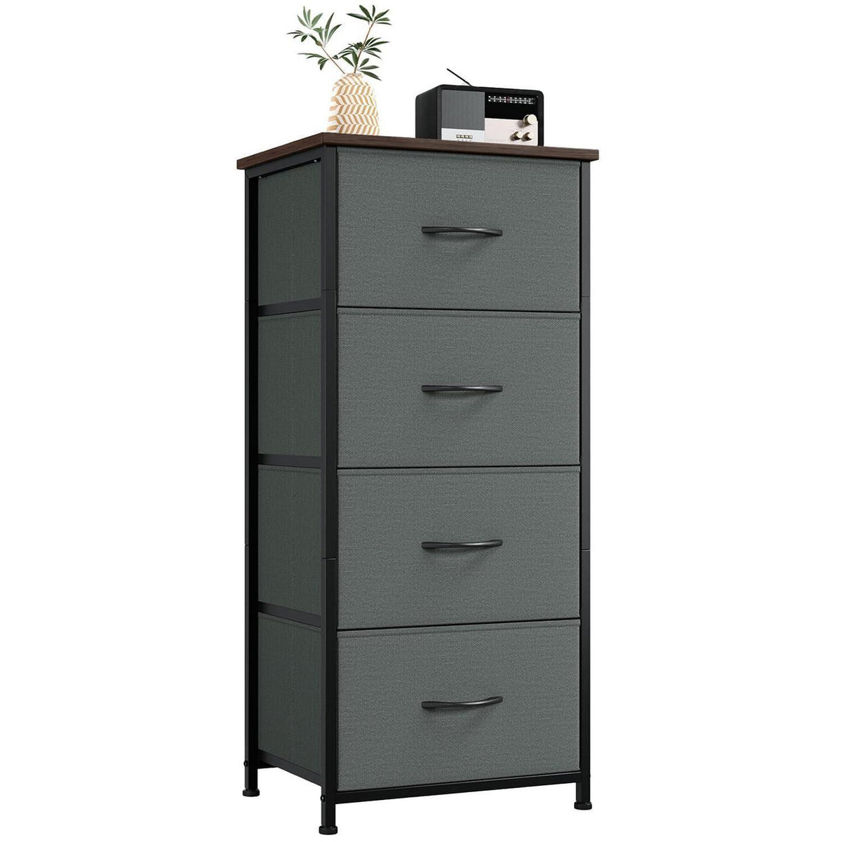 Somdot Kommode 4 Schubladen – Grau, 30x42x93 cm