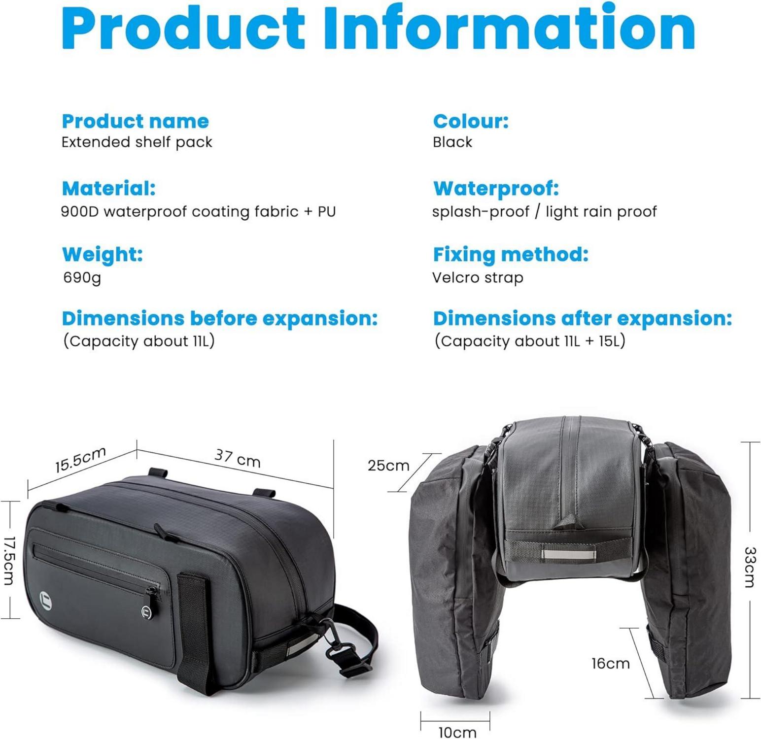 Fahrrad Gepäckträgertasche 26L wasserdicht Multifunktionaler