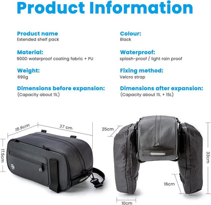Fahrrad Gepäckträgertasche 26L wasserdicht Multifunktionaler