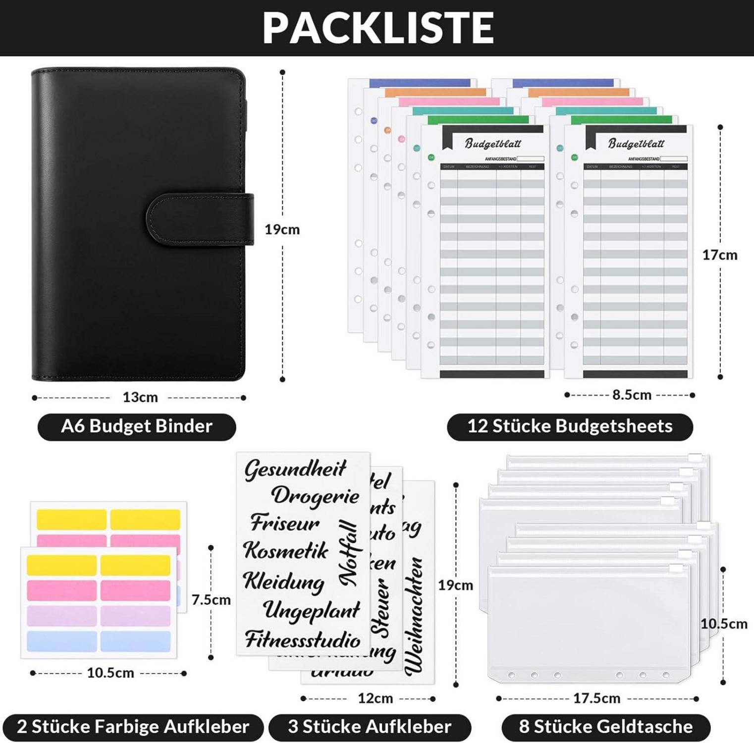 Budget Planner A6 Geldumschläge Umschlagmethode Sparbuch