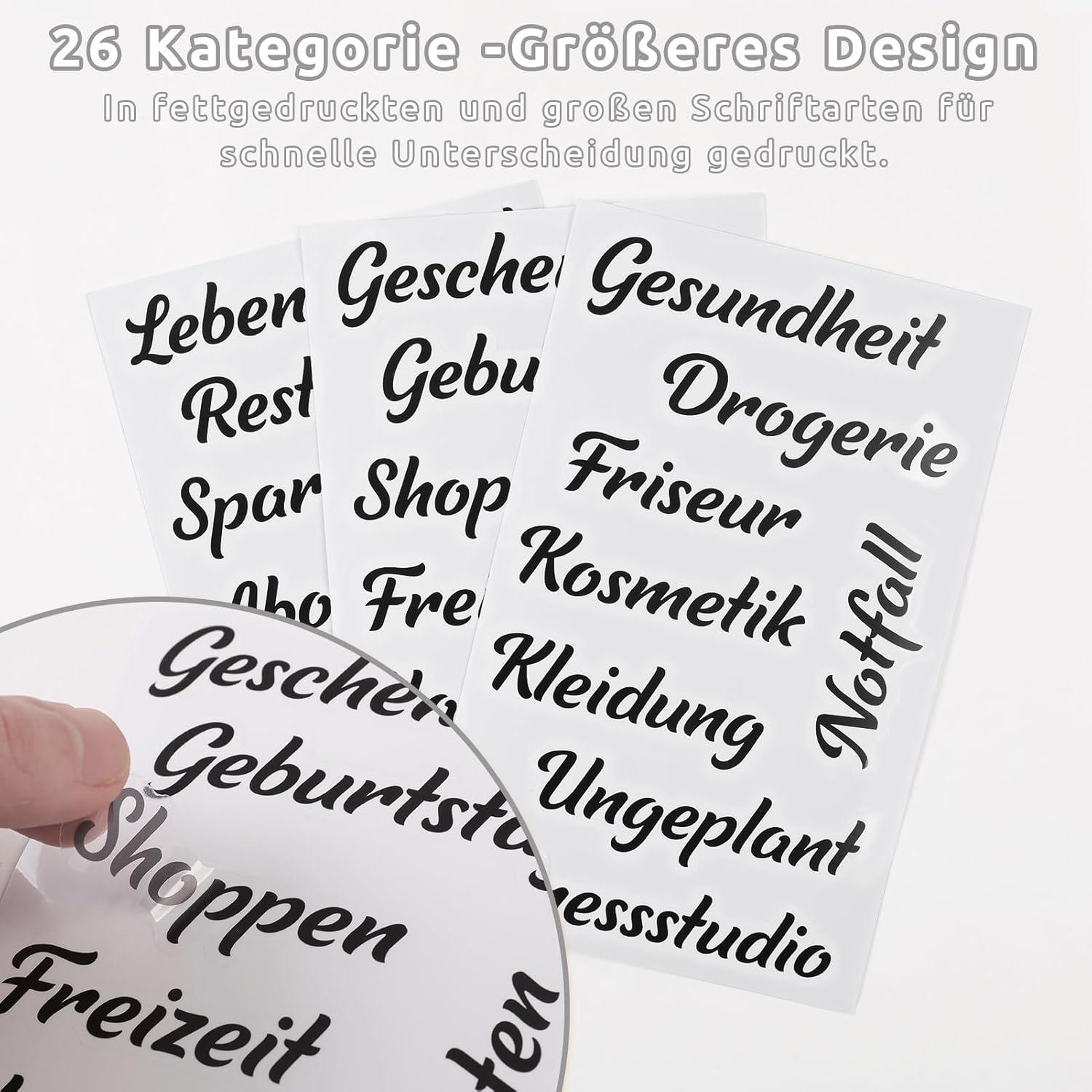 Budget Planner A6 Geldumschläge Sparbuch Folien Organizer Etiketten