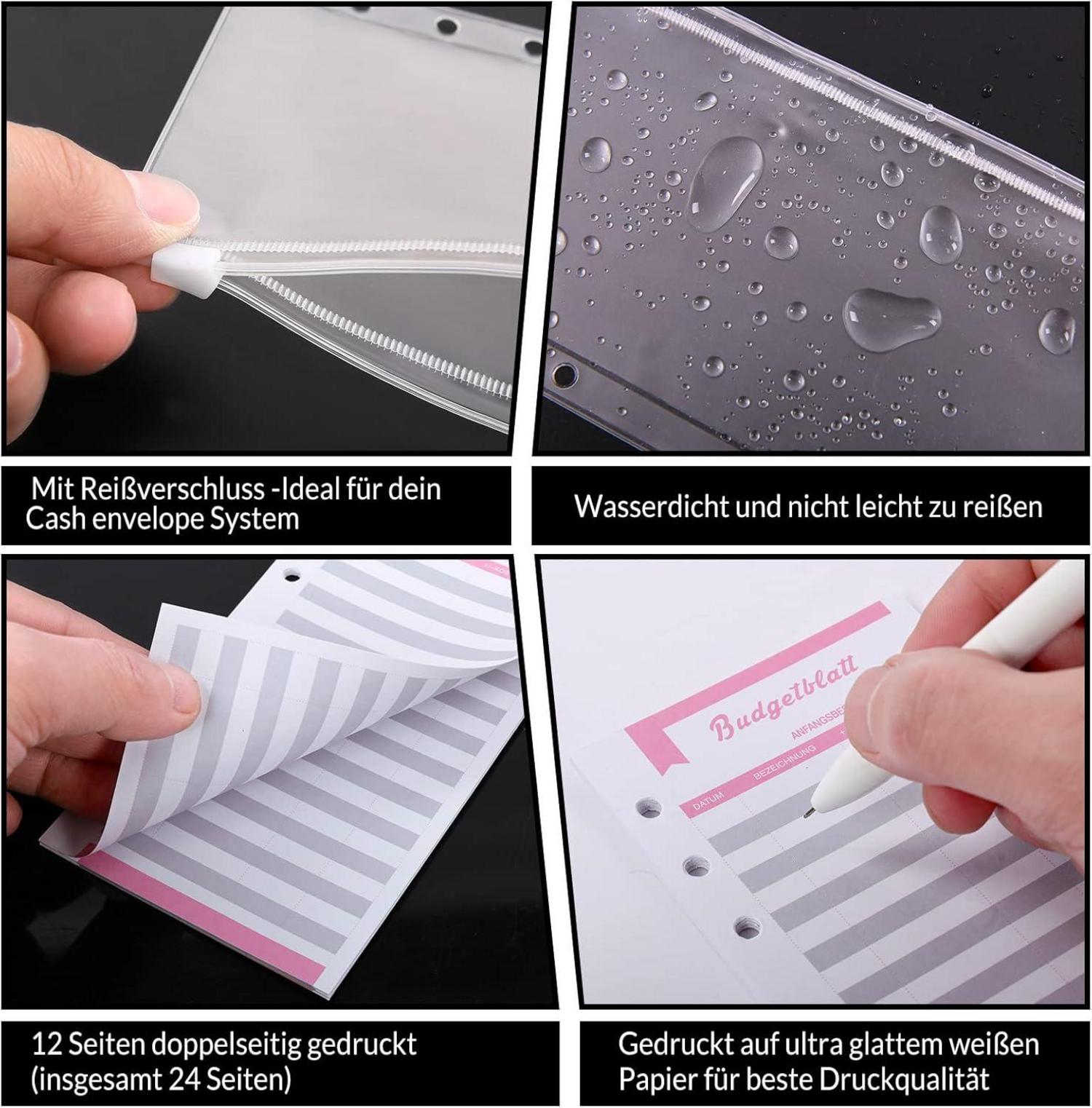 Budget Planner A6 Geldumschläge Sparbuch Folien Organizer Etiketten