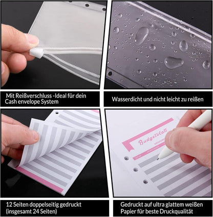 Budget Planner A6 Geldumschläge Sparbuch Folien Organizer Etiketten
