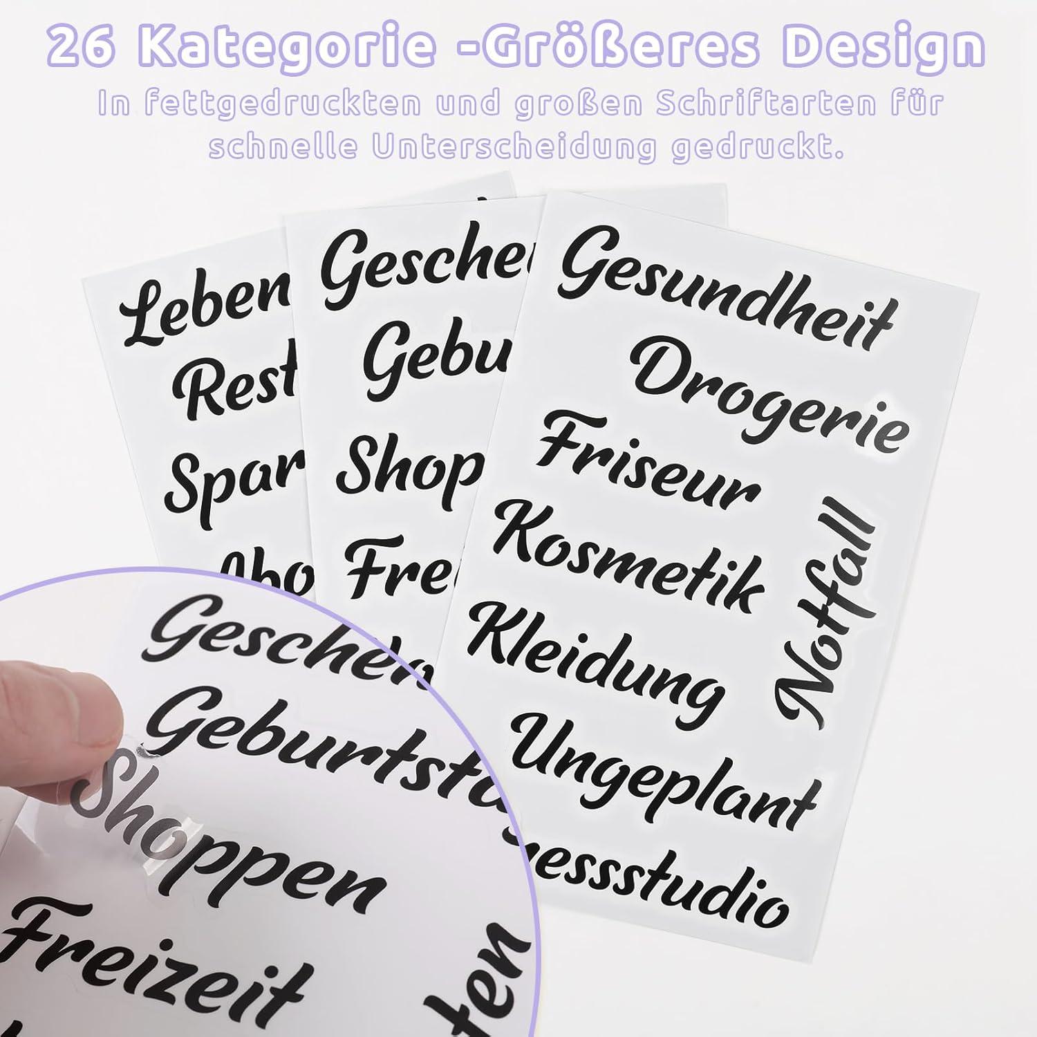 Budget Binder A6 mit Geldumschlägen, Etiketten, Kalender