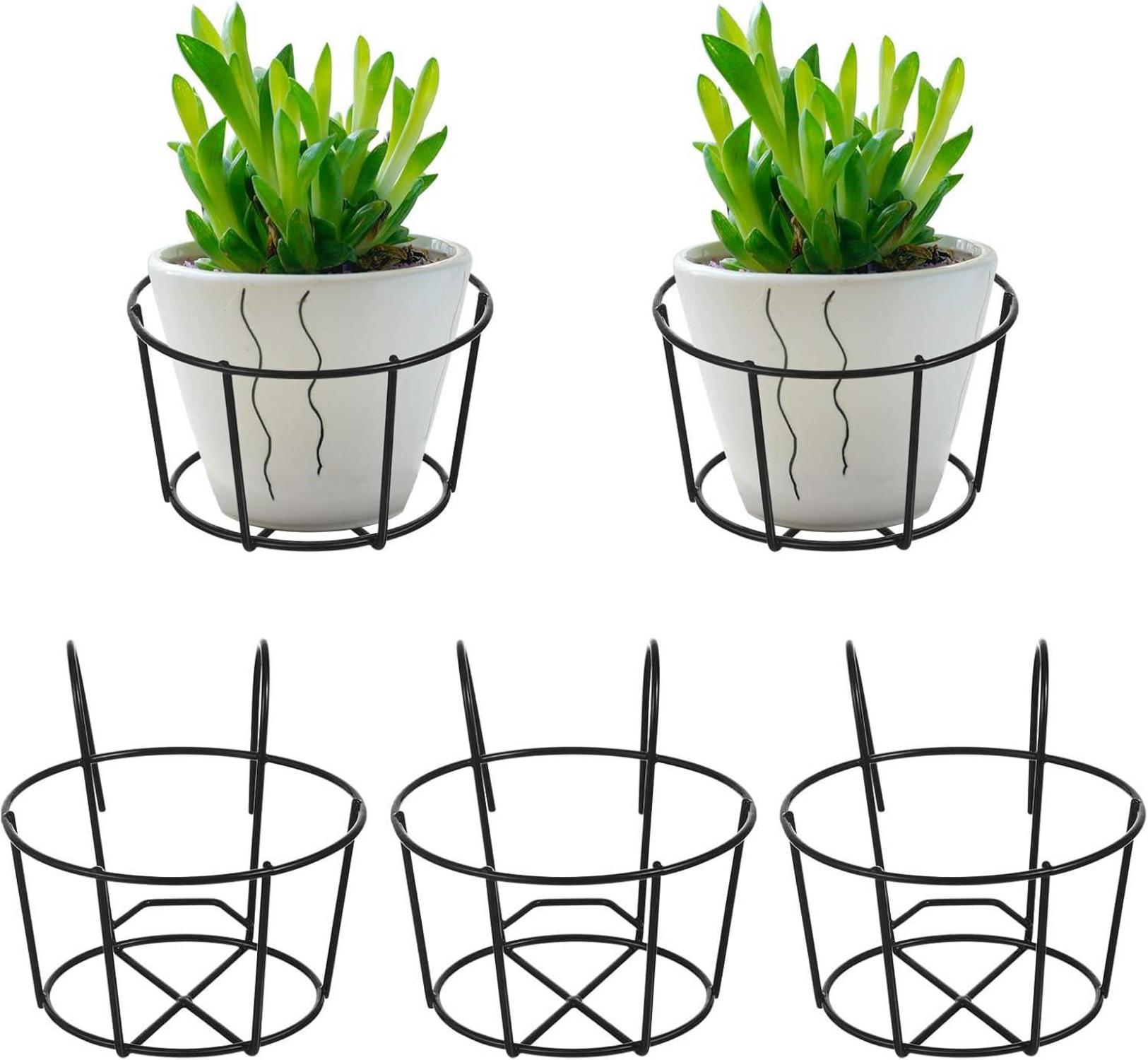 Hängender Blumentopfhalter 5er Set Eisen Schwarz - Platzsparendes