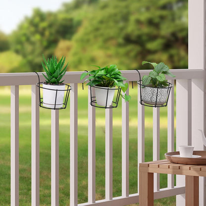 Balkon Blumentopfhalter 5er Set Eisen Schwarz Platzsparendes Design