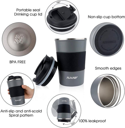 Tlater Kaffeebecher to go 380ml Thermobecher Isolierbecher Vakuum