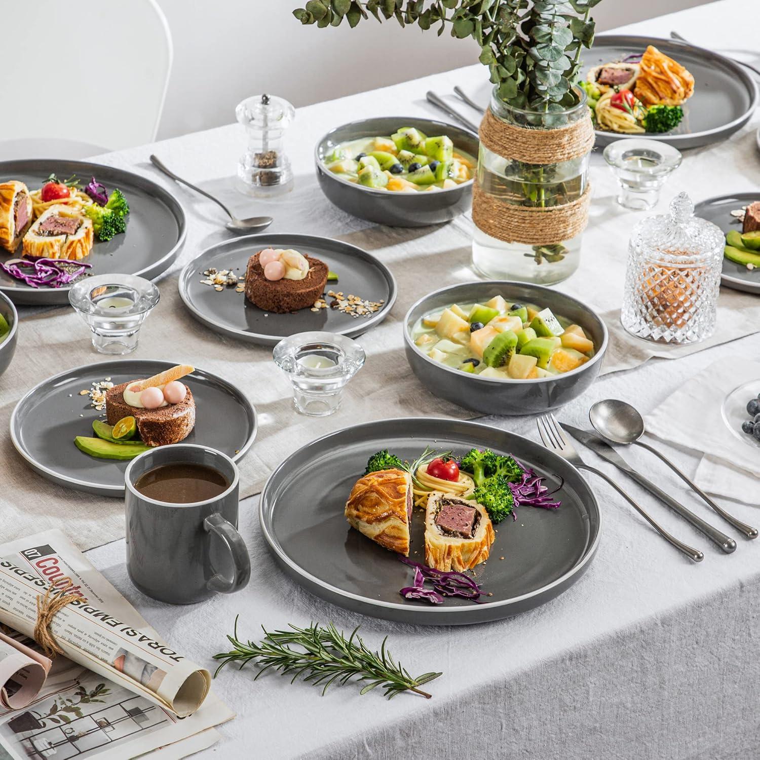 Steingut Tafelservice 48-teilig SESAM Design für 4-12 Personen