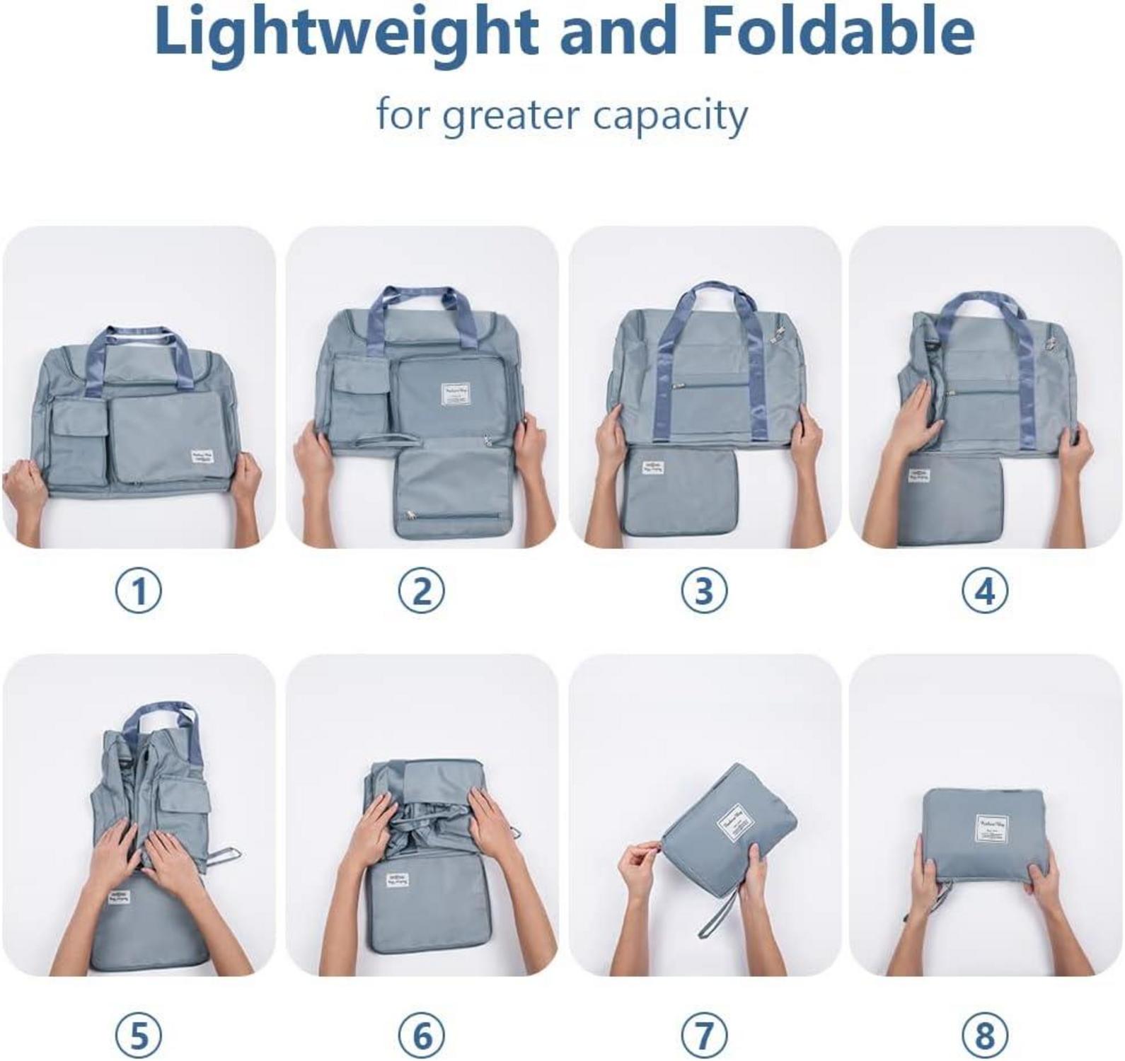 Faltbare Reisetasche 35L Gepäcktasche Weekender Damen Herren Blau