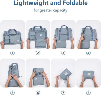 Faltbare Reisetasche 35L Gepäcktasche Weekender Damen Herren Blau