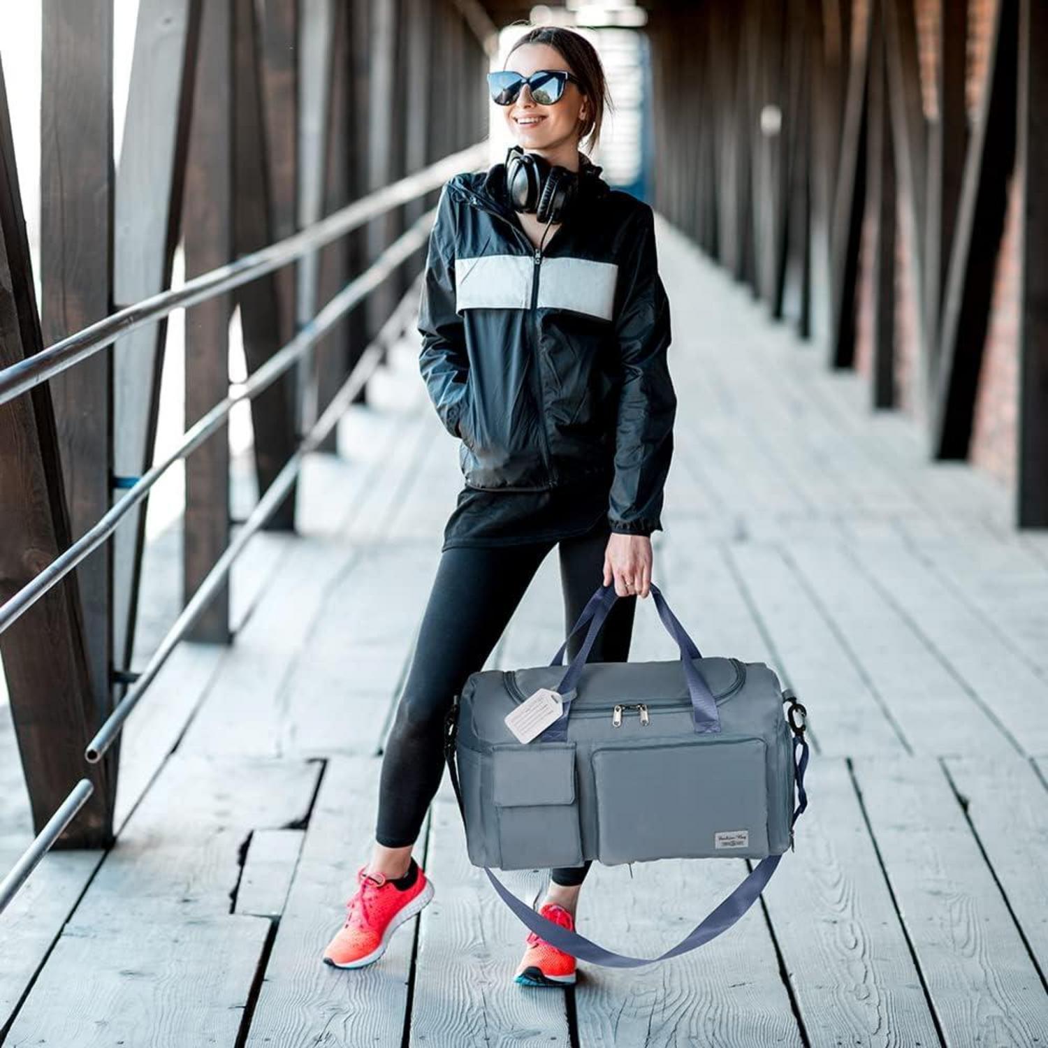 Faltbare Reisetasche 35L Gepäcktasche Weekender Damen Herren Blau