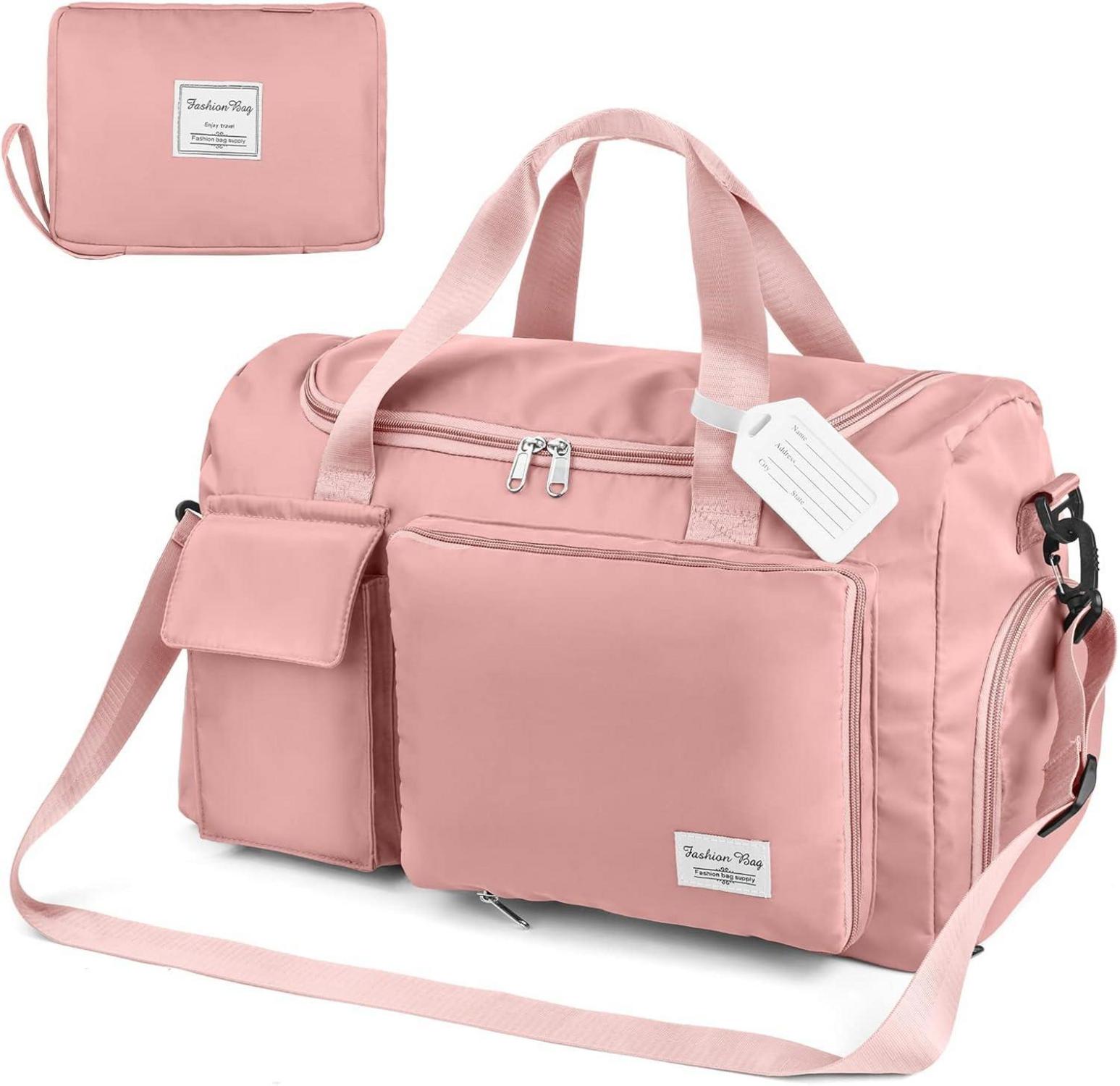 Faltbare 35L Reisetasche Wasserdicht Große Weekender - Rosa
