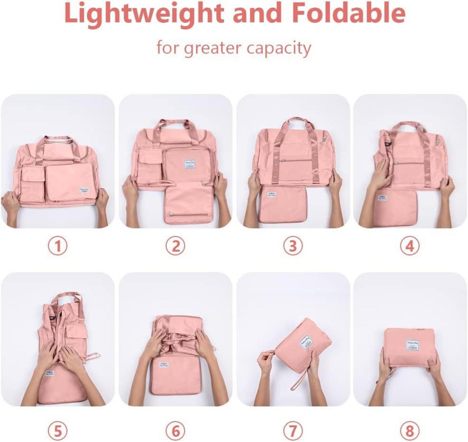 Flintronic 35L Faltbare Weekender Reisetasche Wasserdicht - Rosa