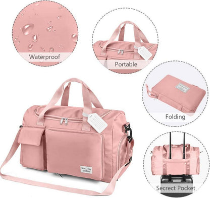 35L Faltbare Reisetasche Sporttasche Wasserdicht Rosa