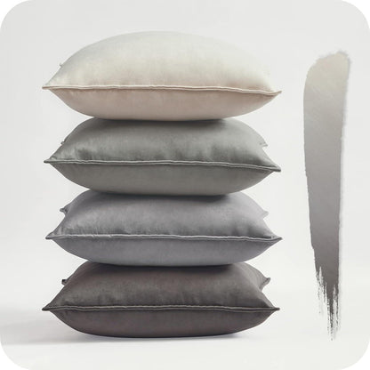 Kissenbezug Set Samt Dekokissen 40x40cm grau Zierkissen Bezug