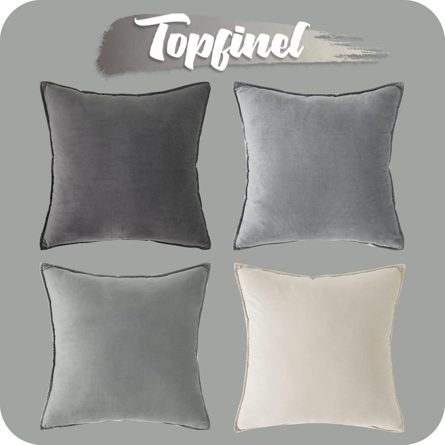 Kissenbezug 40x40cm grau 4er Set Samt Dekokissen Sofakissen Zierkissen