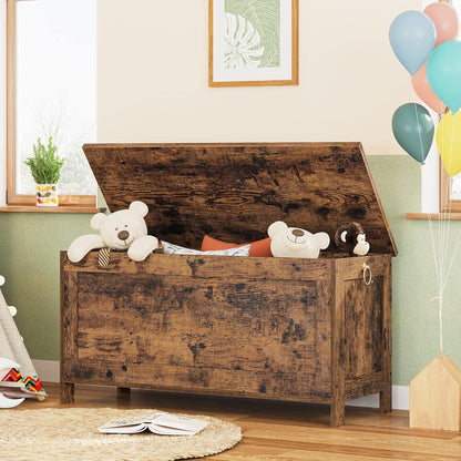 HOOBRO Truhe Sitzbank Stauraum Spielzeugtruhe Schuhbank 100 cm Dunkelbraun