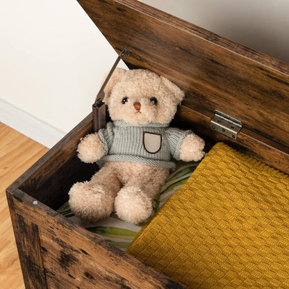 HOOBRO Truhe Sitzbank Stauraum Spielzeugtruhe Schuhbank 100 cm Dunkelbraun