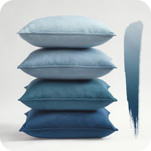 Kissenbezüge Set Samt Deko Sofa Schlafzimmer Blau 40x40cm 4er