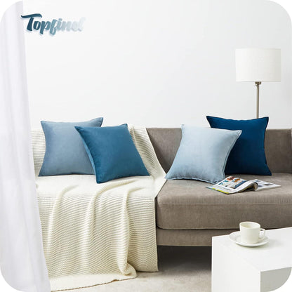 Kissenbezug 40x40 Blau 4er Set Samt Dekokissenbezug Sofa Schlafzimmer