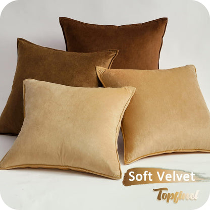 Topfinel Samt Kissenbezug 40x40cm 4er Set Braun Karamell deko sofa