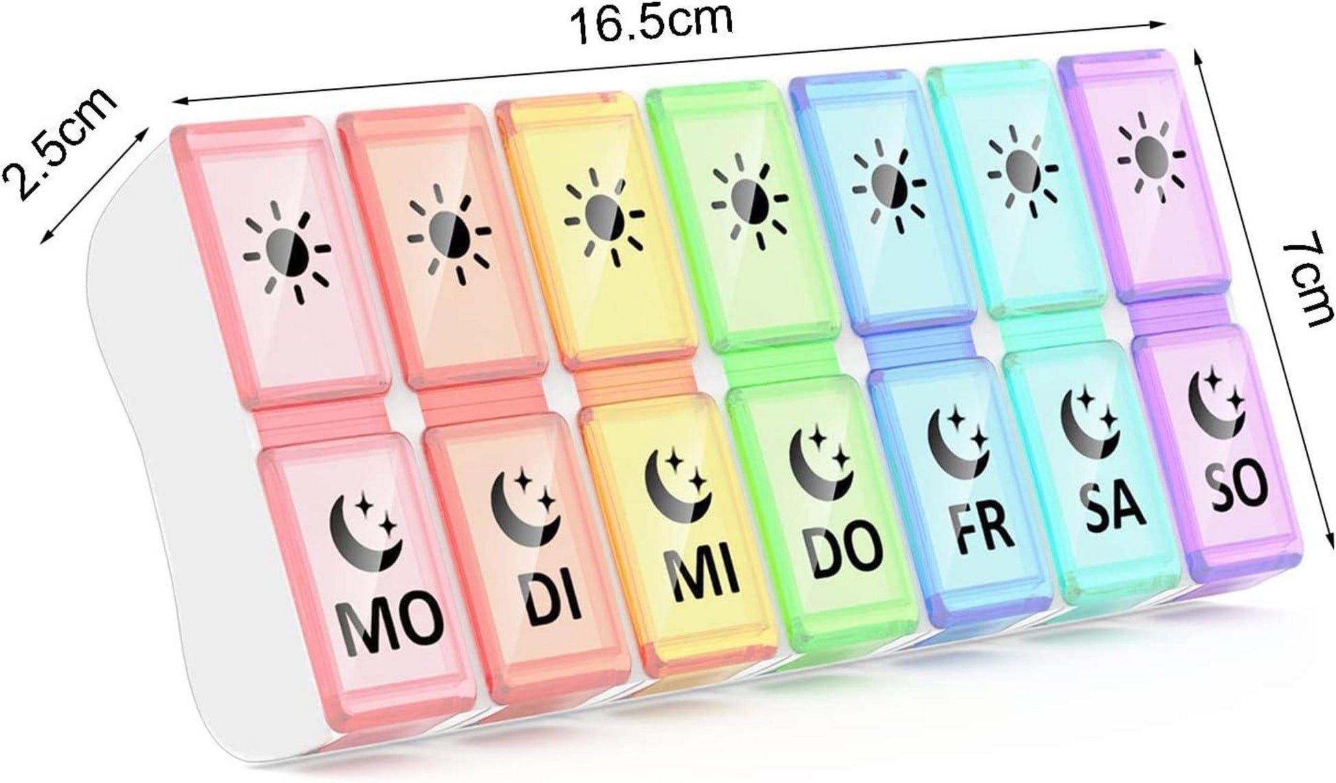 Tablettenbox 7 Tage 2 Fächer - Medikamentenbox Morgens Abends