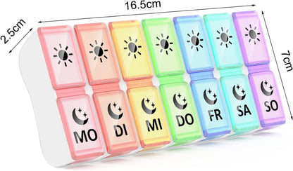 Tablettenbox 7 Tage 2 Fächer - Medikamentenbox Morgens Abends