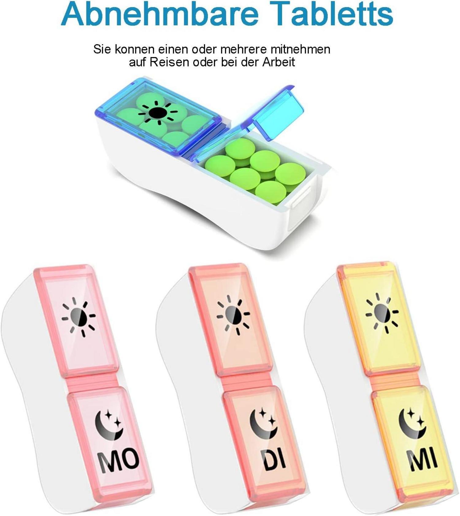 Tablettenbox 7 Tage 2 Fächer Medikamentendosierer Abends Morgens Pillendose