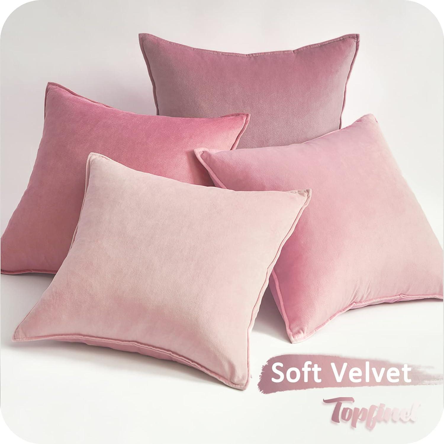 Samt Kissenbezüge 40x40cm 4er Set Rosa für Sofa Deko