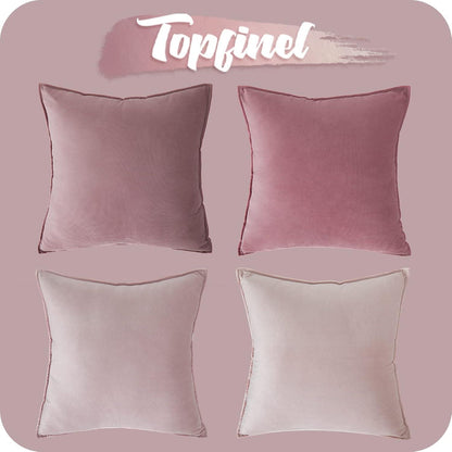 Kissenbezug 4er Set Samt 40x40 cm rosa Dekokissenbezug Sofa