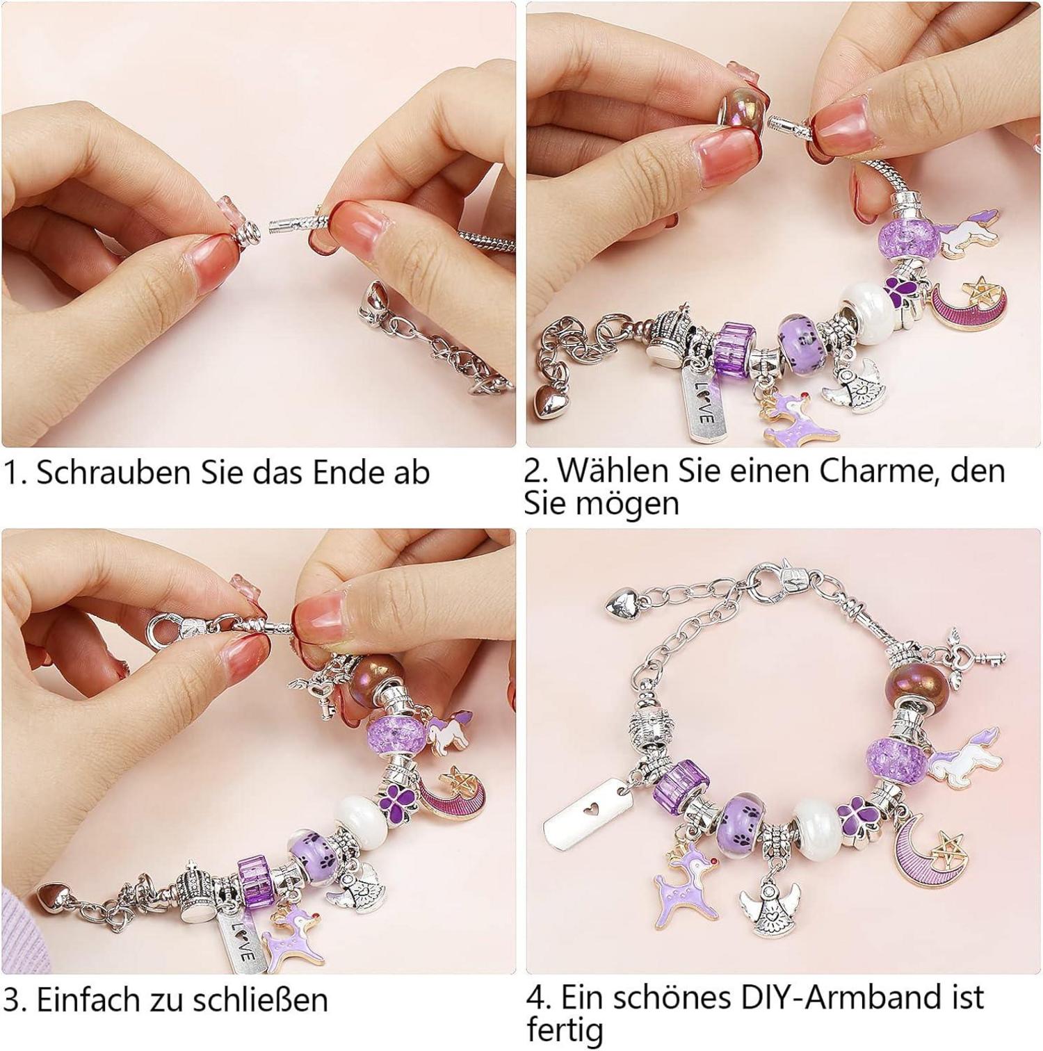 DIY Charm Armband Kit Mädchen Schmuckbasteln Geschenk 6-12 Jahre
