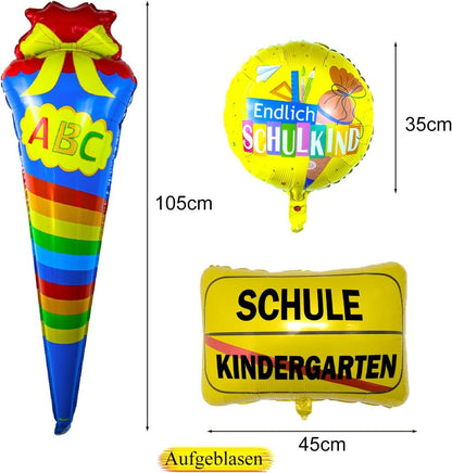 3 STK Folien Luftballon Set Schulanfang Kindergarten Schule